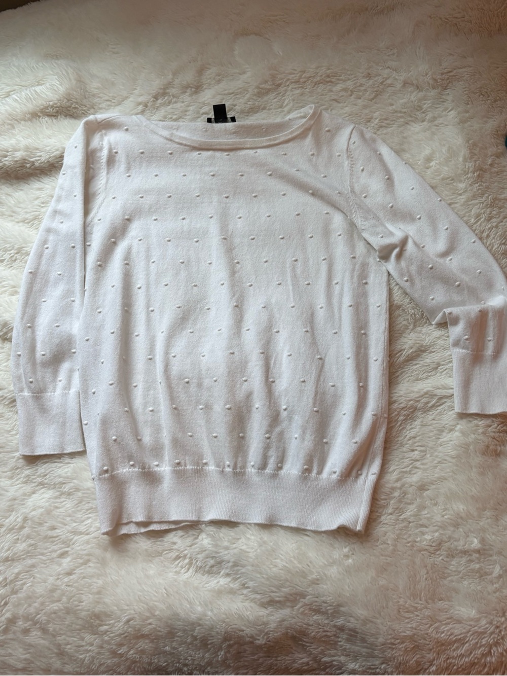 Ann Taylor Ivory Dot Textured Crewneck Sweater